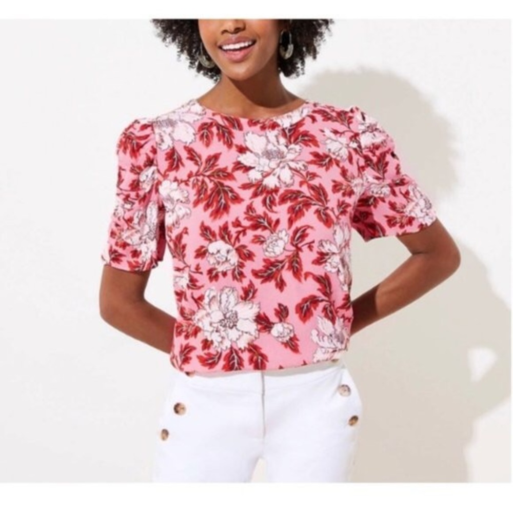 Loft Women's Romantic Puff Short Sleeve Top